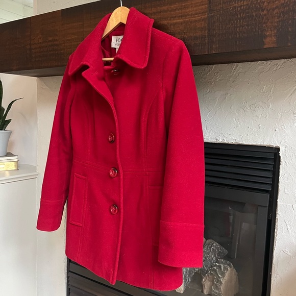 Red Wool Blend Single Breasted Pea coat - London Fog - Rare Vintage Find! - Picture 8 of 8